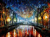 Leonid Afremov MISTY BRIDGE ST. PETERSBURG painting